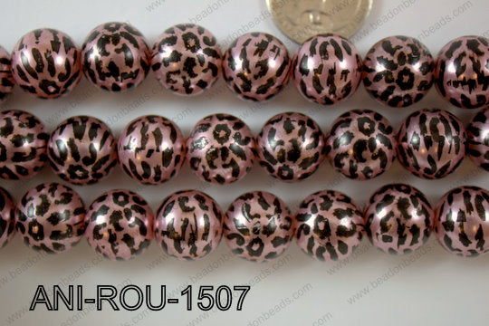 Animal Print Round Light pink 15mm ANI-ROU-1507