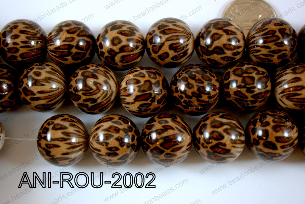 Animal Print Resin Beads 20mm Brown ANI-ROU-2002
