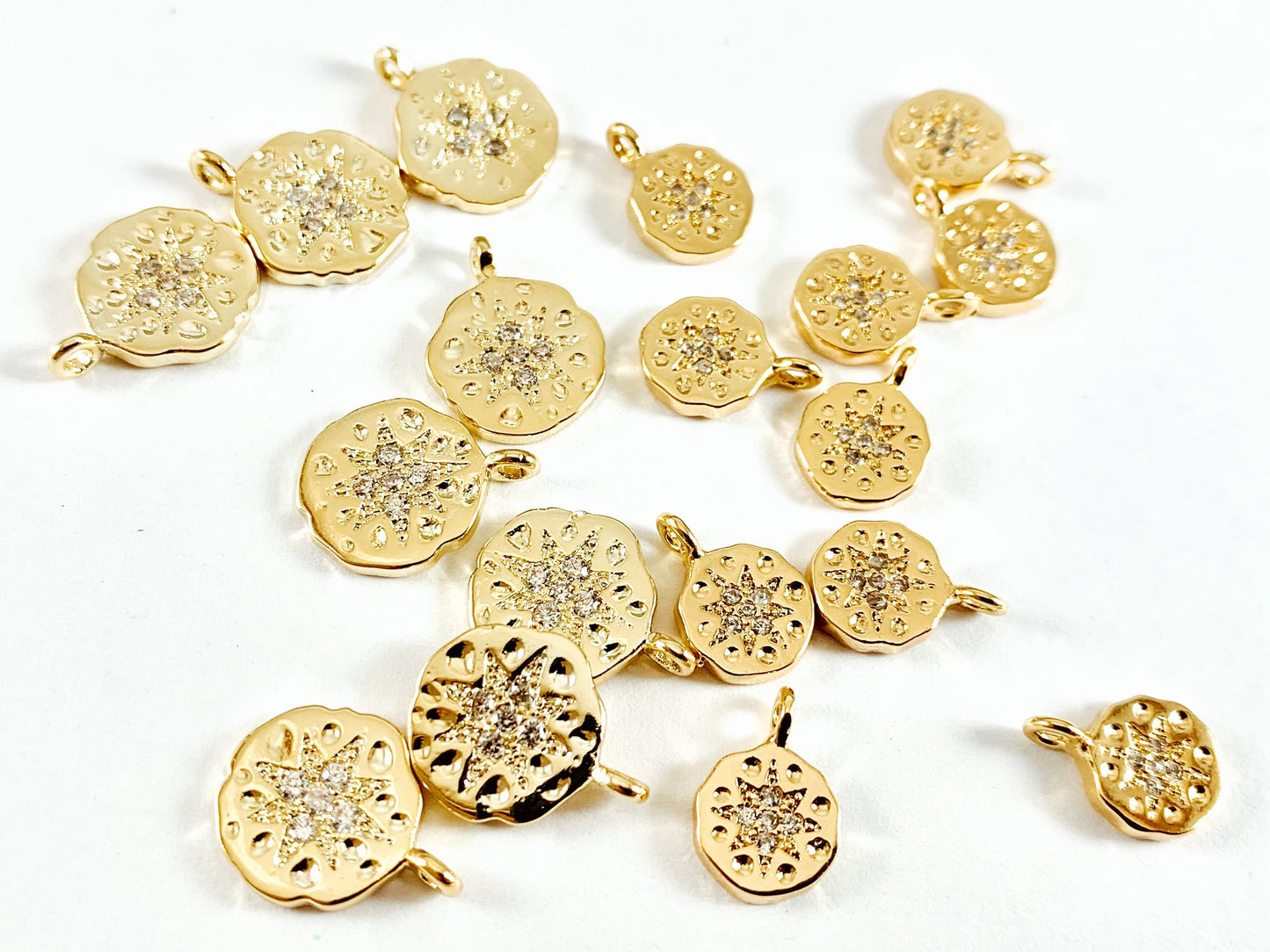 Real Gold 18K Plated Micro CZ Pave Charm Over Brass 8PCS