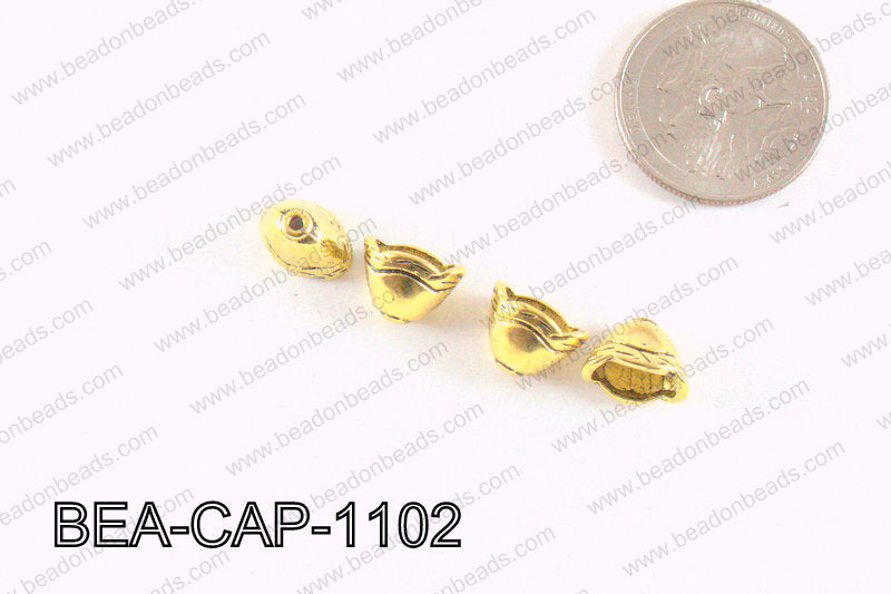 Pewter Beadcap Gold 8x11mm BEA-CAP-1102