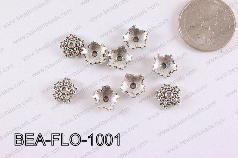 Flower Beadcap Silver 10mm BEA-FLO-1001