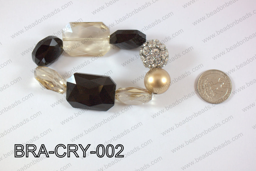 Bracelet with crystals and rhinestone ball BRA-CRY-002