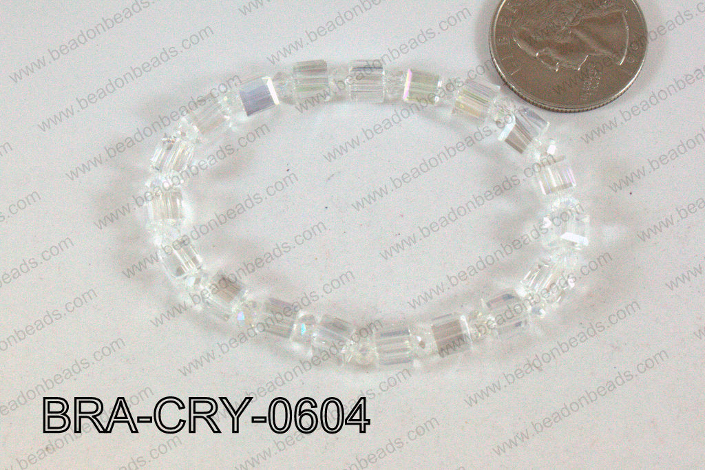 Crystal Cube Bracelet Clear AB 6mm BRA-CRY-0604