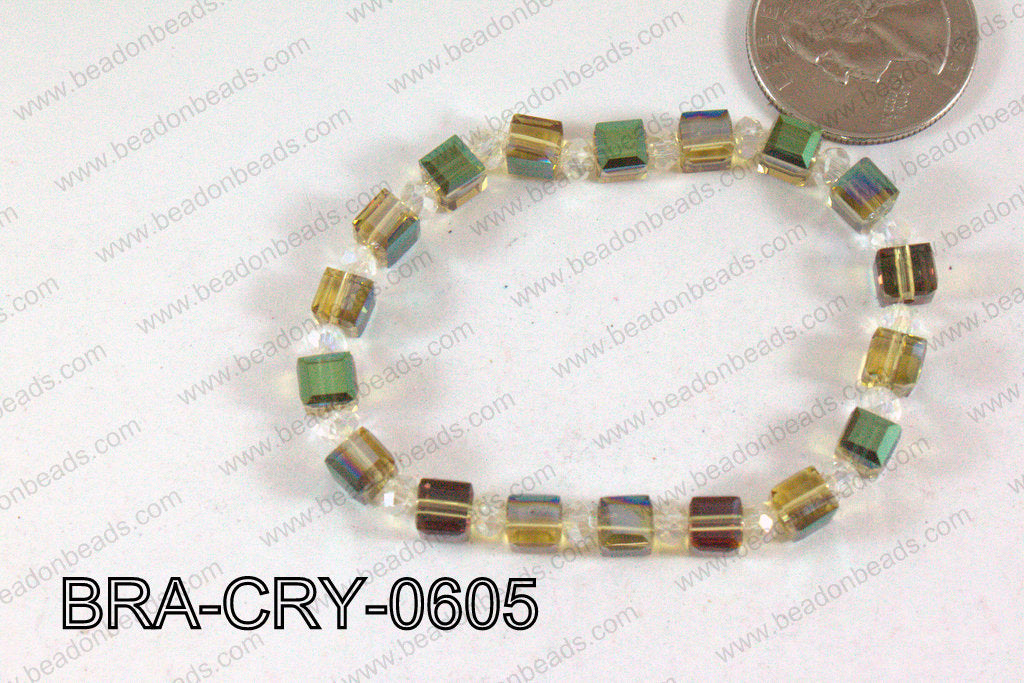 Crystal Cube Bracelet Green/Wine 6mm BRA-CRY-0605