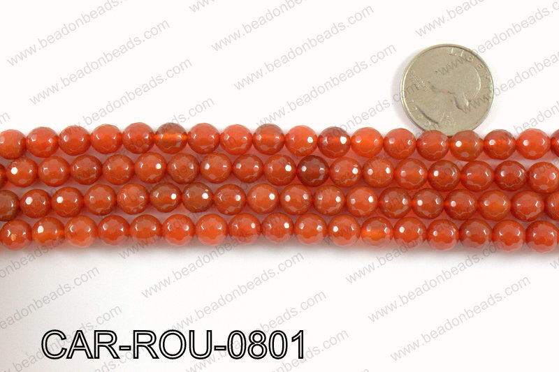 CARNELIAN FACETED ROUND 8mm CAR-ROU-0801