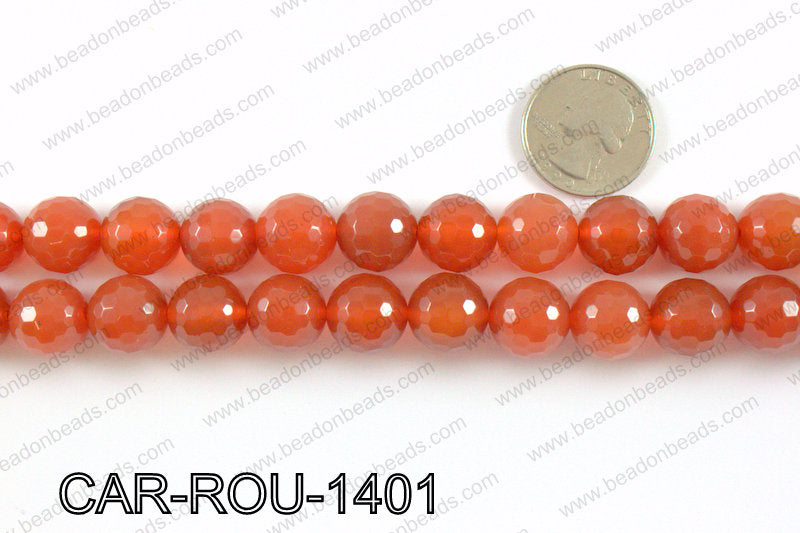 CARNELIAN FACETED ROUND 14mm CAR-ROU-1401