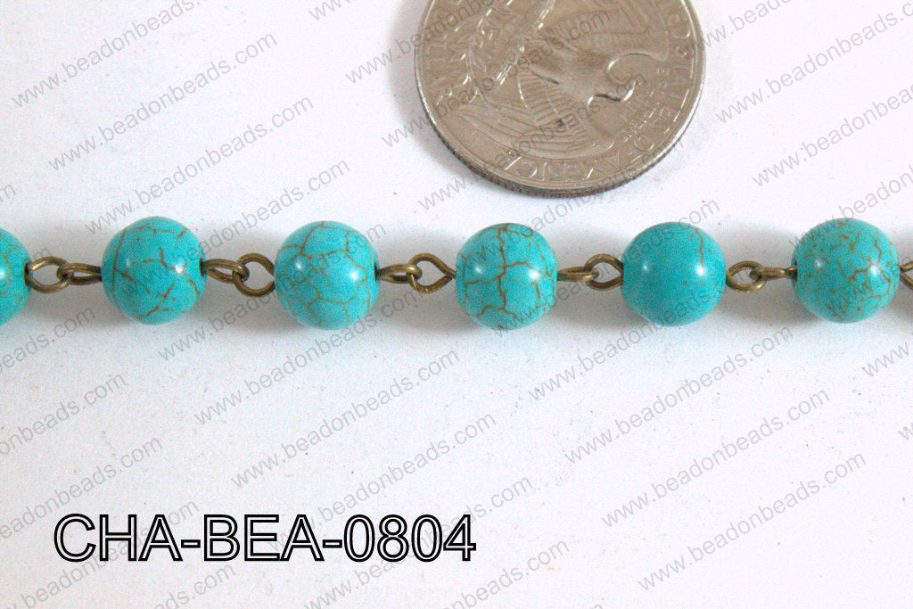 Bronze Chain with Howlite 8mm CHA-BEA-0804