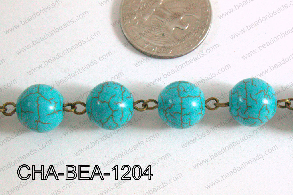 Bronze Chain with Howlite 12mm CHA-BEA-1204