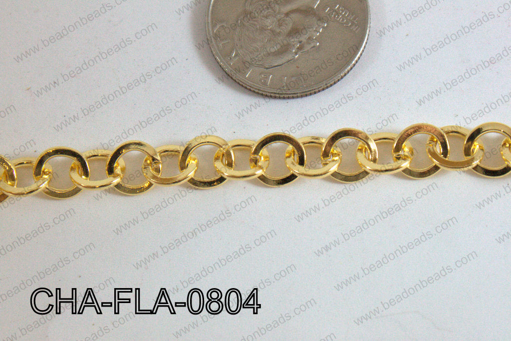 Flat Round Gold Chain 8mm CHA-FLA-0804