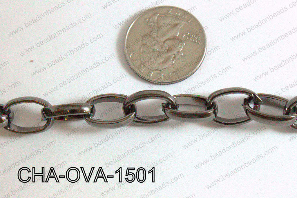 Oval Loop Chain Gun Metal 15x10mm CHA-OVA-1501