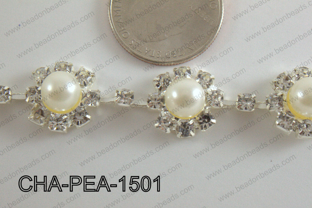 Pearl with Sunflower Chain 15mm CHA-PEA-1501