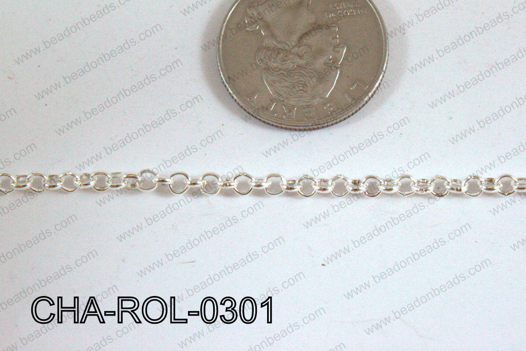 Rolo Chain Light Silver 3mm CHA-ROL-0301