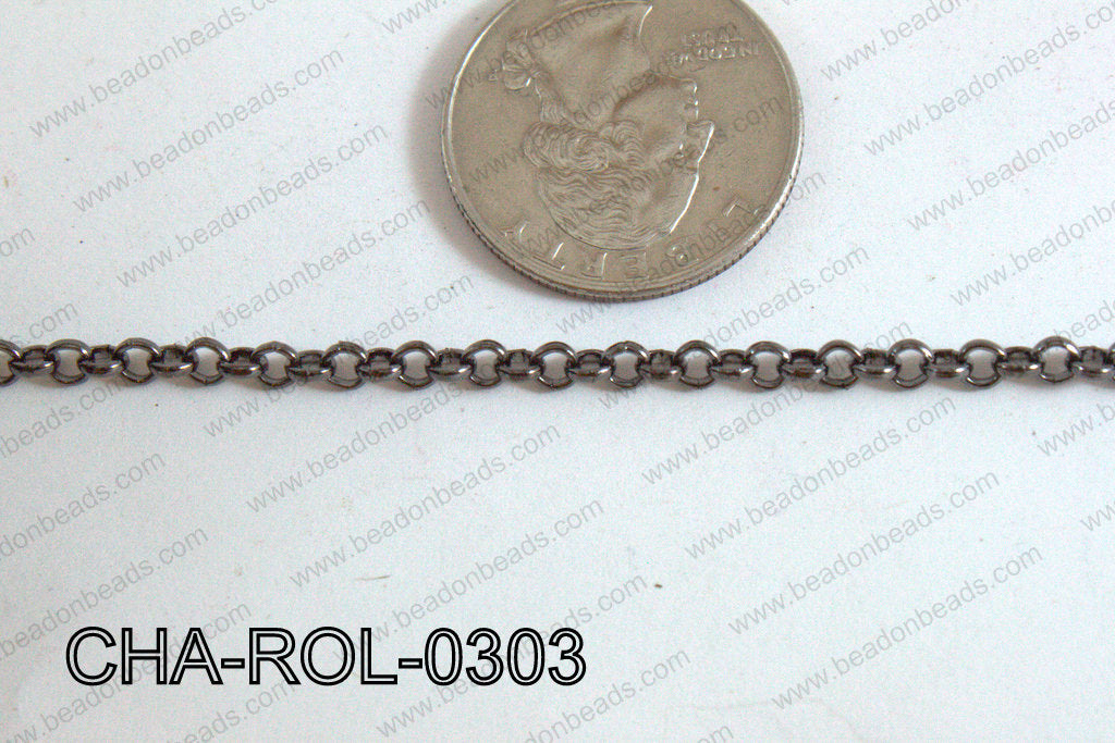 Rolo Chain Gun Metal 3mm CHA-ROL-0303