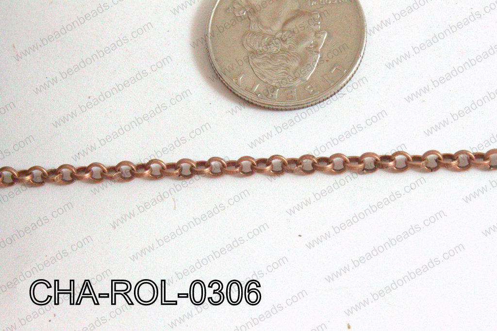 Rolo Chain Copper 3mm CHA-ROL-0306