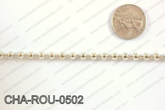 Anti Silver Ball Chain Round 5mm 32.8' CHA-ROU-0502