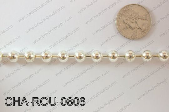 Ball Chain Round Light Silver 8mm 16.4' CHA-ROU-0806