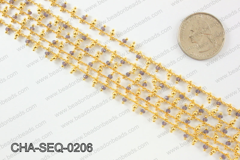 Seed bead dangle chain 2mm CHA-SEQ-0206