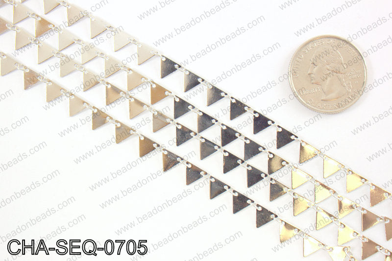 Dangle triangle sequin chain 6x7mm, silver CHA-SEQ-0705