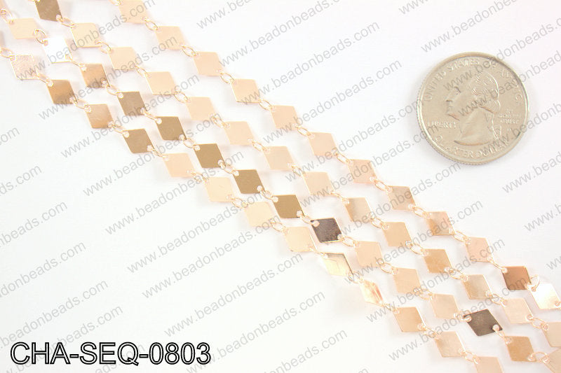 Diamond sequin chain 6x8mm, rose gold CHA-SEQ-0803
