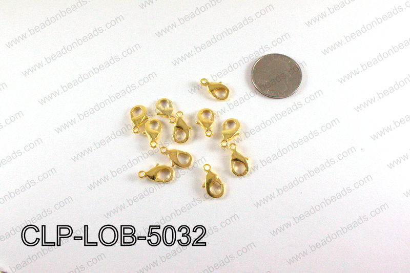 Lobster clasp 8x15mm, Gold CLP-LOB-5032