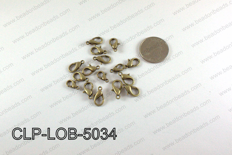 Lobster clasp 8x15mm, Brass CLP-LOB-5034