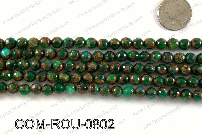 Composite Golden Quartz faceted round 8mm COM-ROU-0802