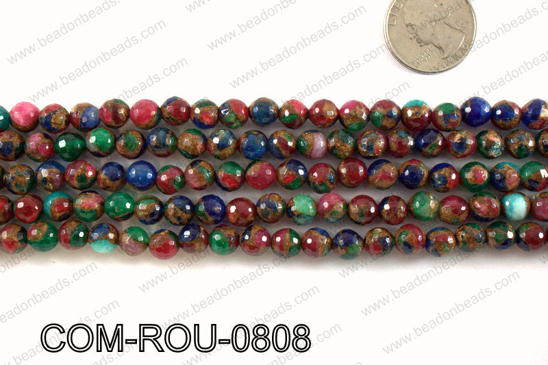 Composite Golden Quartz faceted round 8mm COM-ROU-0808