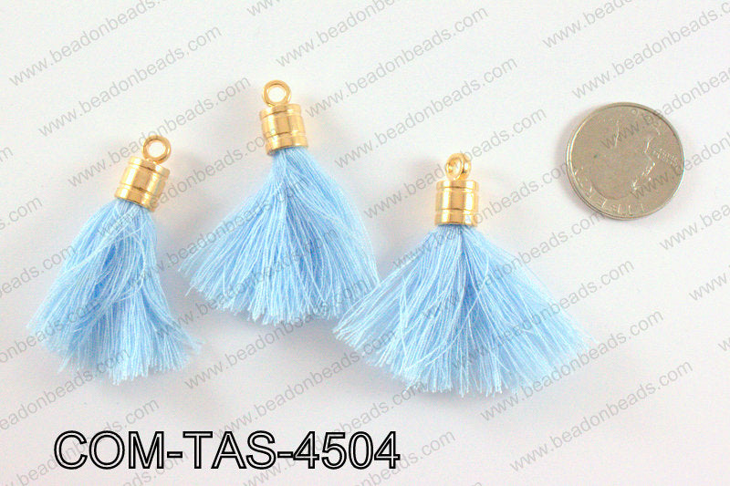 Thread tassels with gold bead cap 45mm, Light blueCOM-TAS-4504