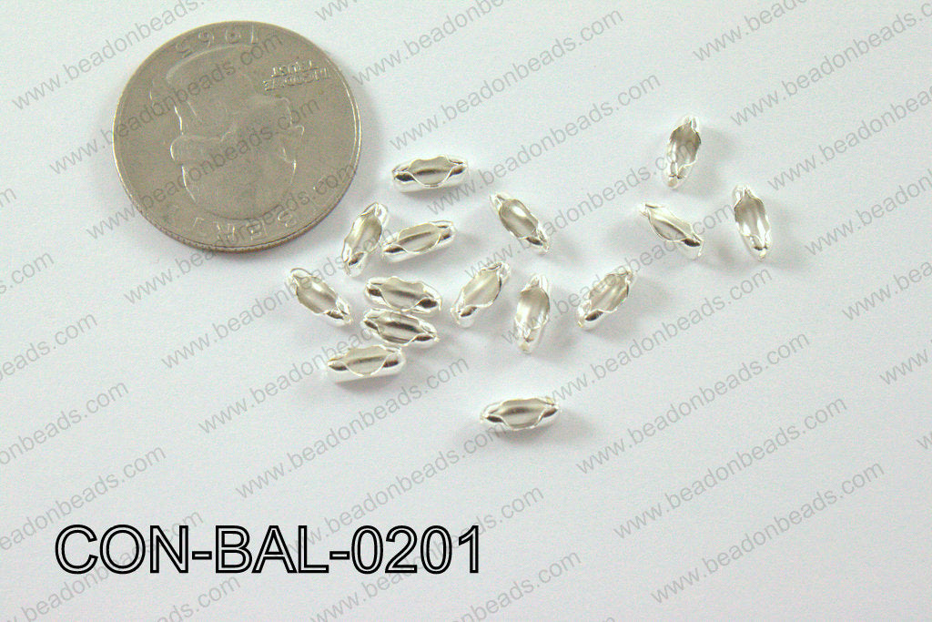 Ball chain connector around 3x8 mm light silver CON-BAL-0201