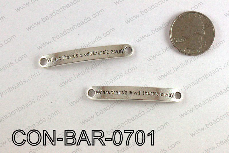 Curved bar connector 7x50mm, Silver CON-BAR-0701