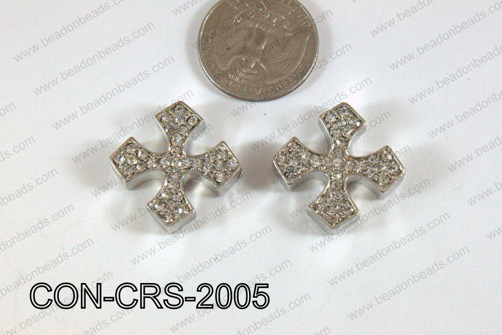 Connector with rhinestones dark silver Cross 20mm CON-CRS-2005