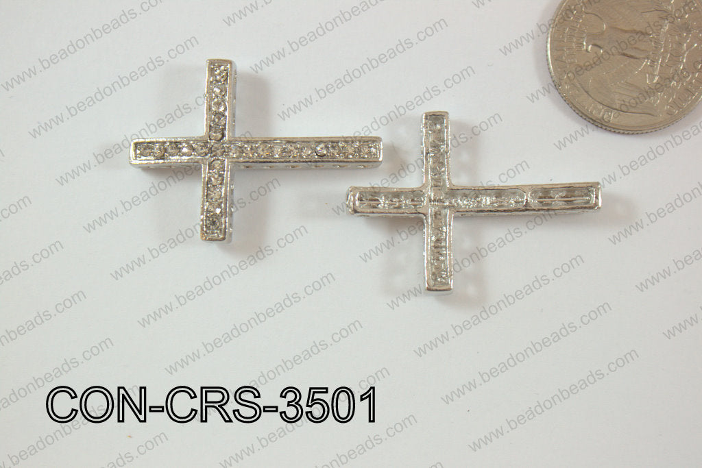 Sideway Cross 25x35mm Silver CON-CRS-3501