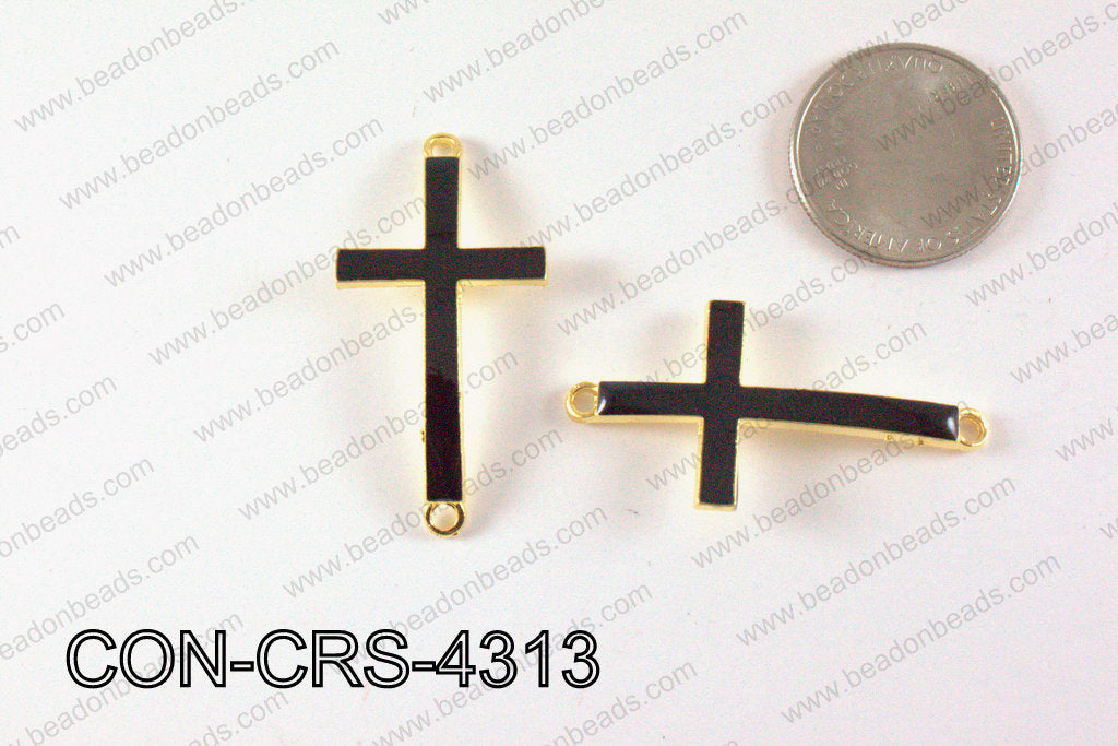 Metal Gold Cross Connector Black 43X23mm CON-CRS-4313