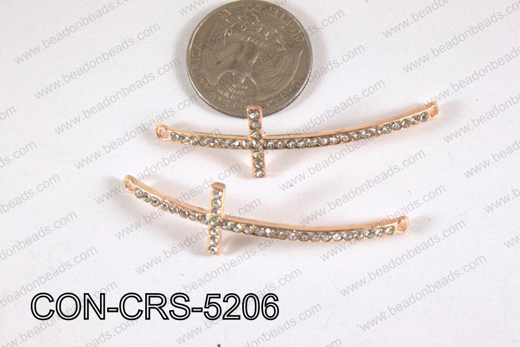 Connector with rhinestones Cross rose 15x52mm CON-CRS-5206
