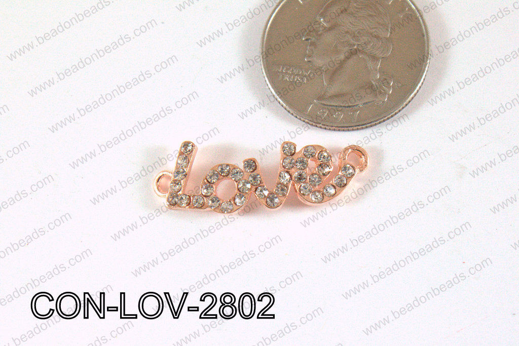 Love Connector Rose Gold with Rhinestone 28x10mm CON-LOV-2802