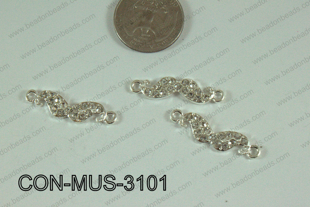 Connector with rhinestones mustache 8x31mm CON-MUS-3101