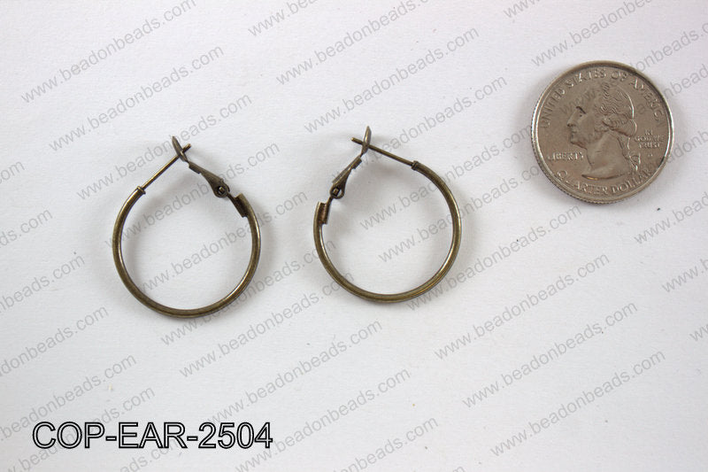 Earring hoops 25mm, Bronze COP-EAR-2504