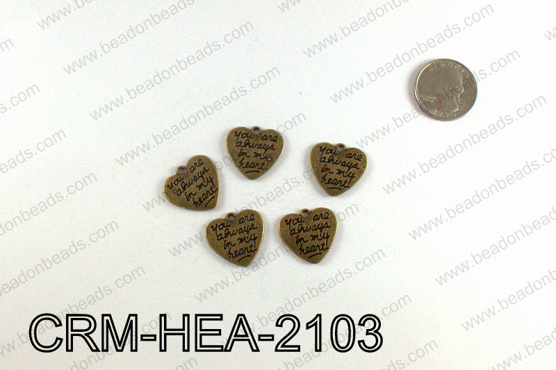 Heart charm 21x22mm, Bronze CRM-HEA-2103