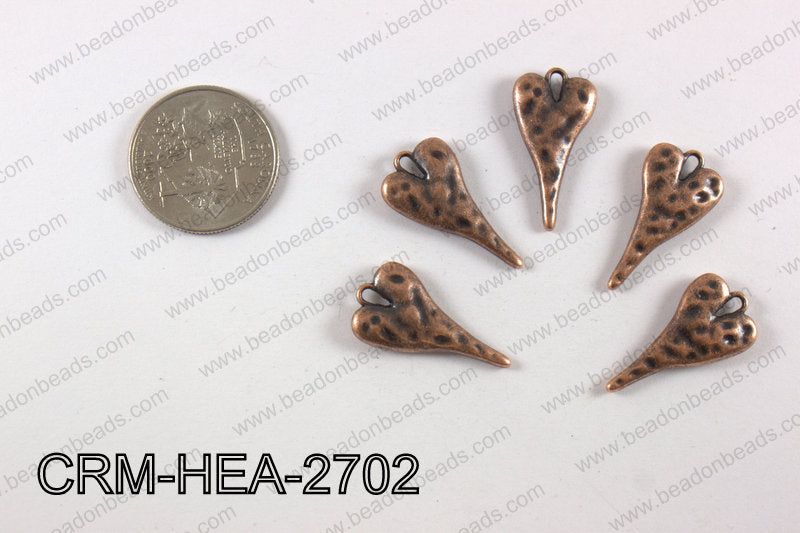 Pewter heart charm 13x27mm, copperCRM-HEA-2702
