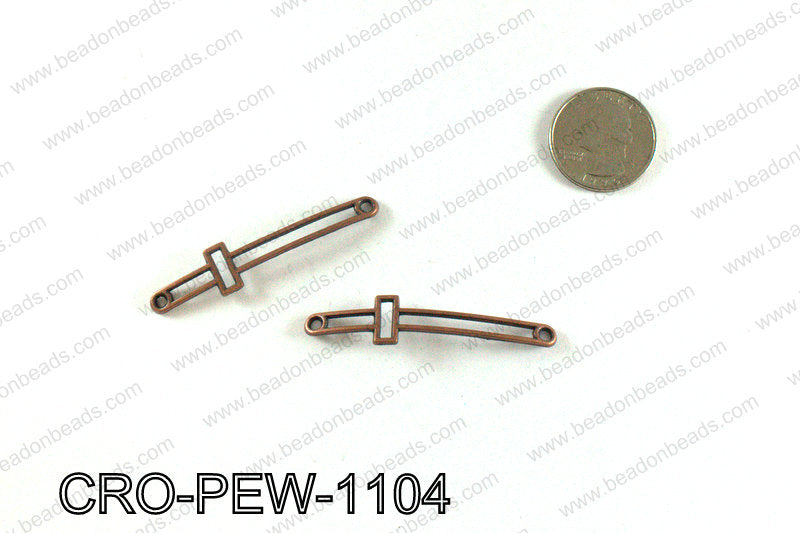 Pewter cross connector 11x55mm, Copper CRO-PEW-1104