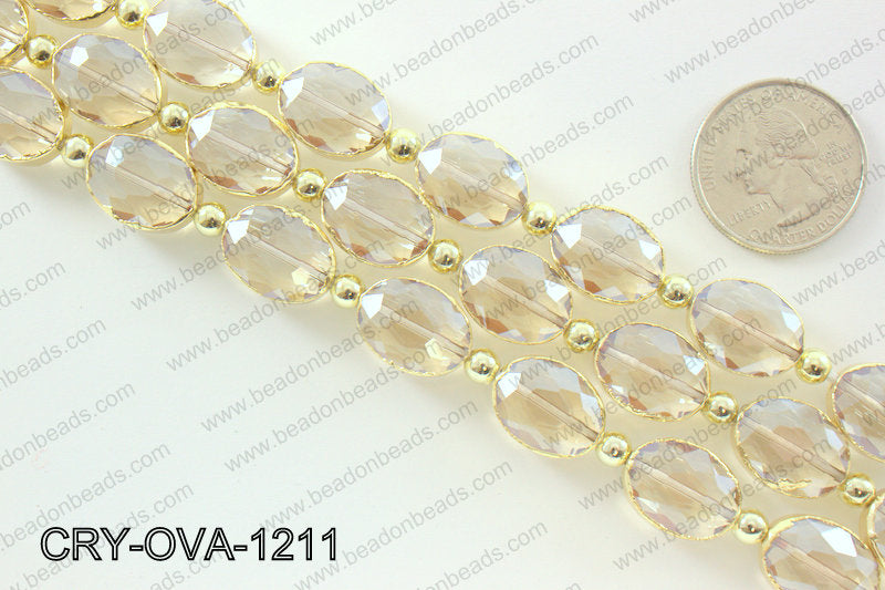 Oval clear crystal with Gold bezel 12x16mmCRY-OVA-1211