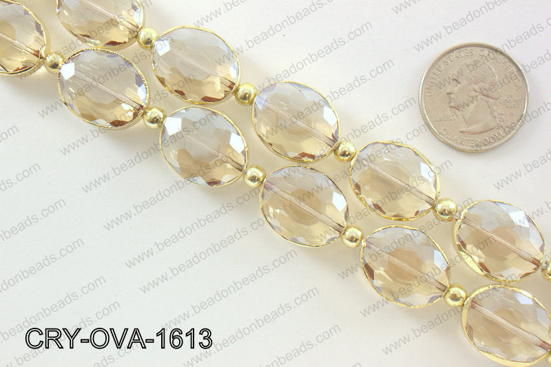 Oval champagne crystal with Gold bezel 16x20mmCRY-OVA-1613