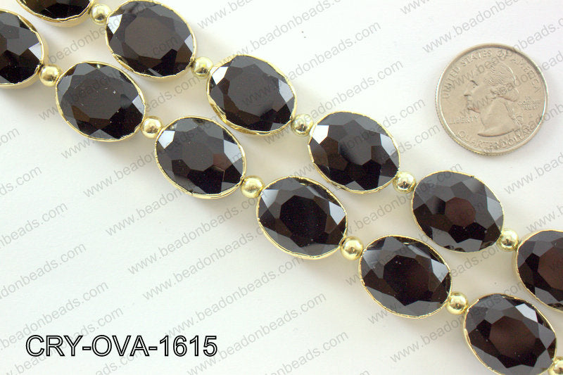 Oval black crystal with Gold bezel 16x20mmCRY-OVA-1615