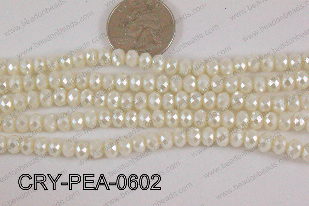 Rondelle Crystal with Pearl Coating Cream 6mm CRY-PEA-0602
