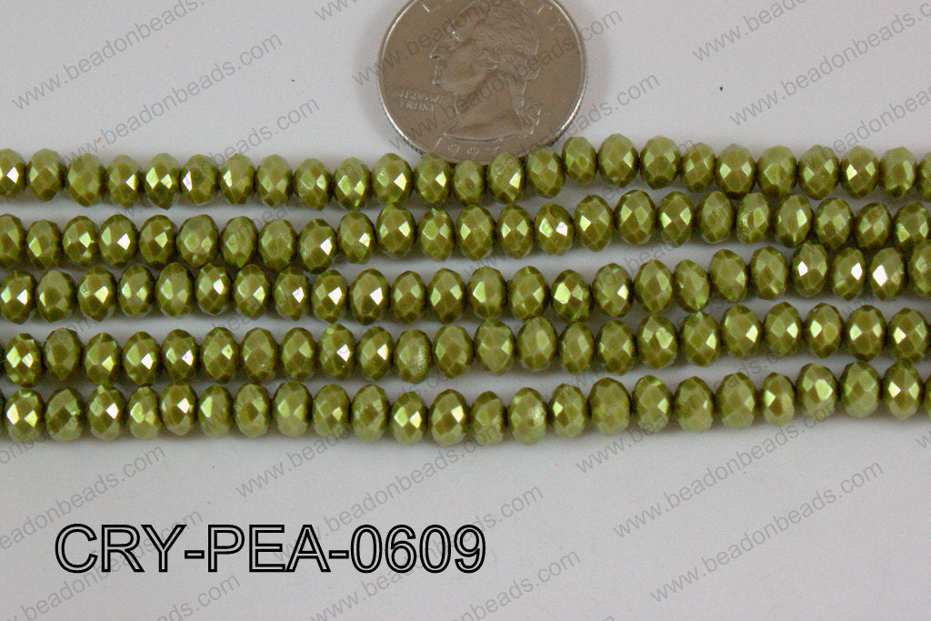 Rondelle Crystal with Pearl Coating Green 6mm CRY-PEA-0609