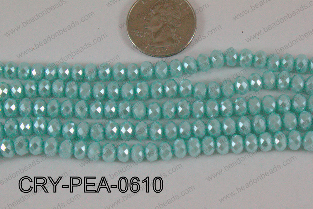 Rondelle Crystal with Pearl Coating Light Blue 6mm CRY-PEA-0610