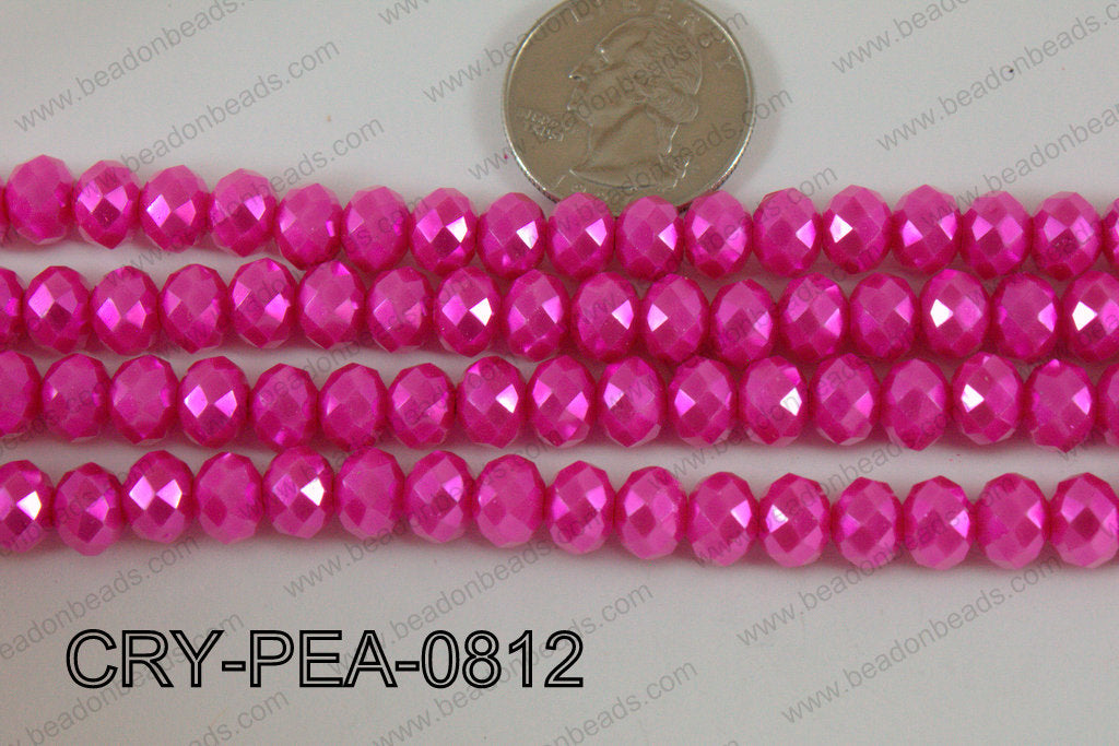 Rondelle Crystal with Pearl Coating Hot Pink 8mm CRY-PEA-0812