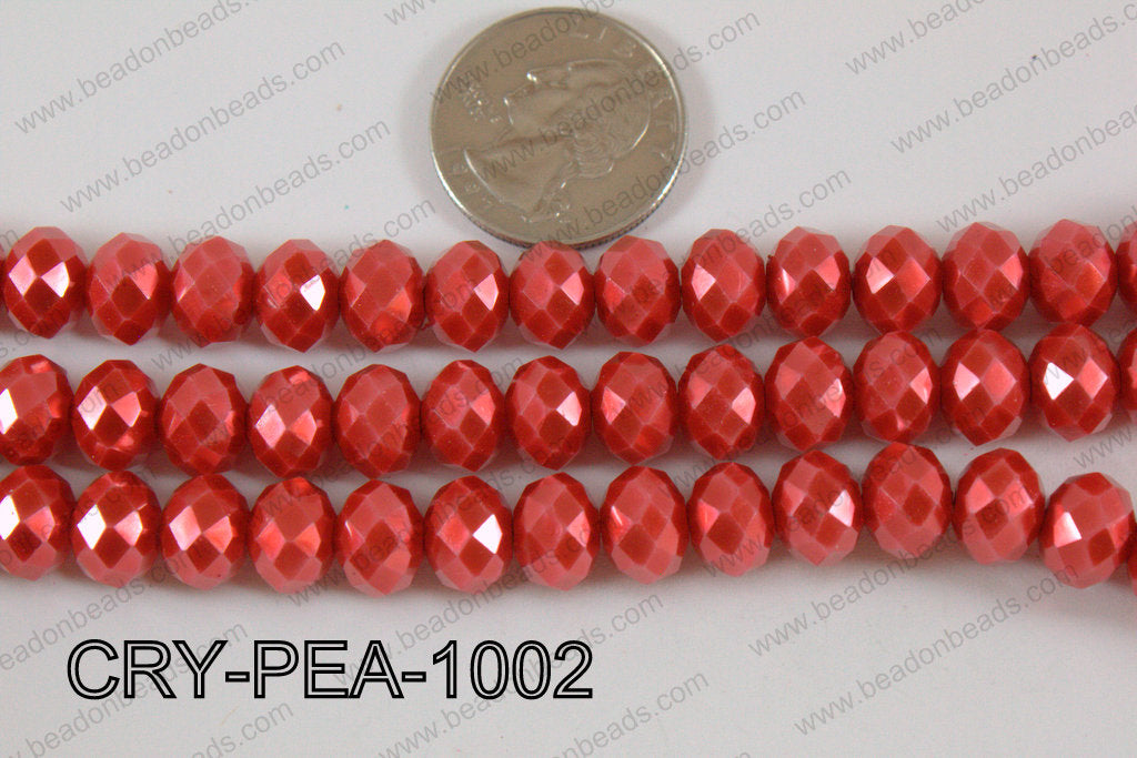 Rondelle Crystal with Pearl Coating Red 10mm CRY-PEA-1002