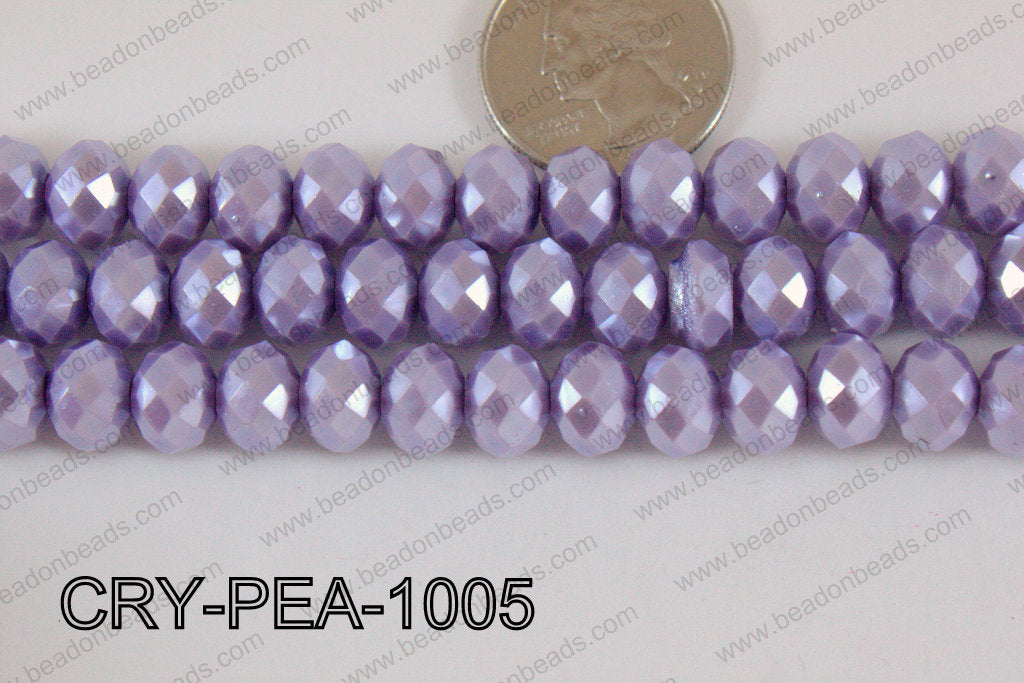 Rondelle Crystal with Pearl Coating Purple 10mm CRY-PEA-1005