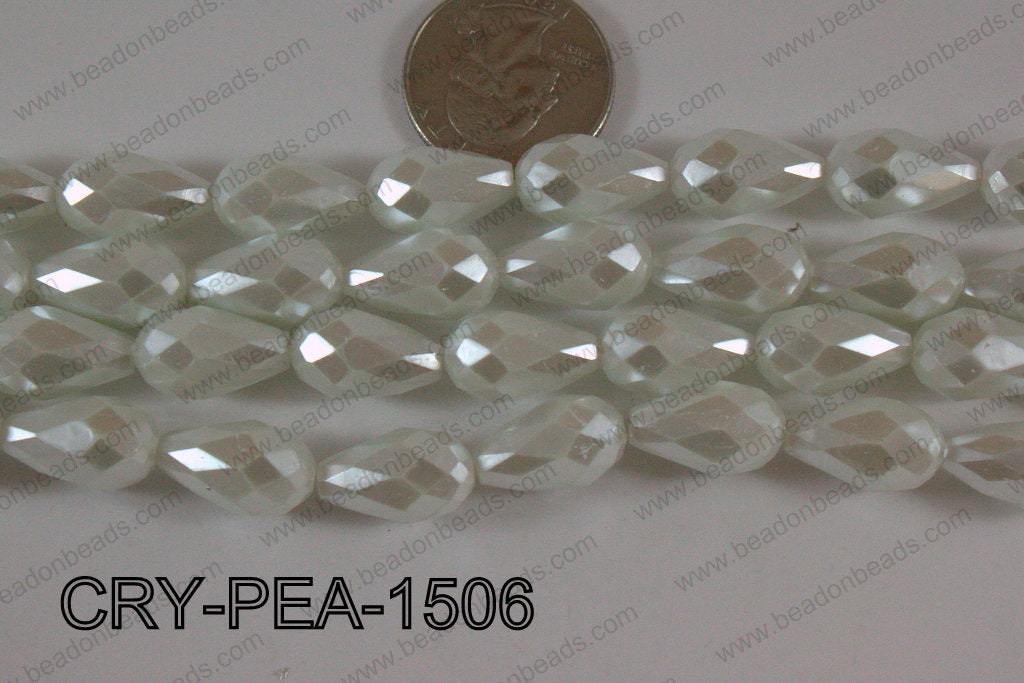 Teardrop Crystal with Pearl Coating Faceted White 10x15mm CRY-PE